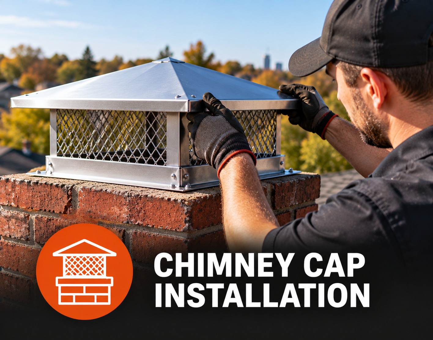 Chimney cap and crown protection on a Barrhaven home