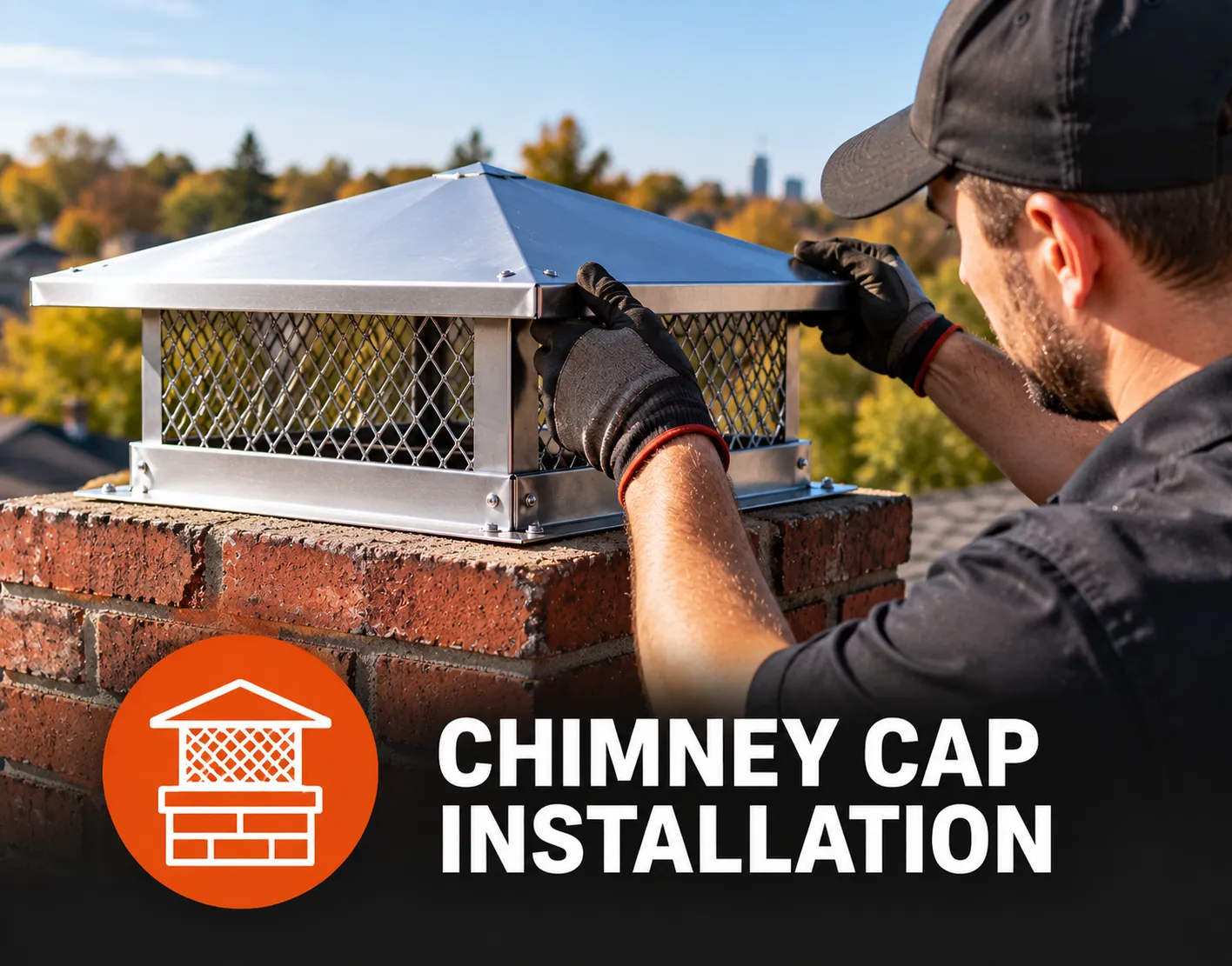 Chimney cap installation and replacement in Ottawa on a brick chimney flue